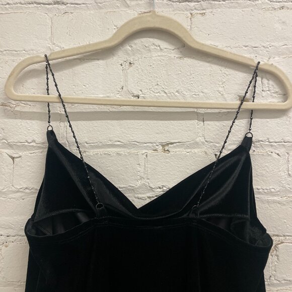 Soft Black Velvet dress Beaded straps - Picture 5 of 9